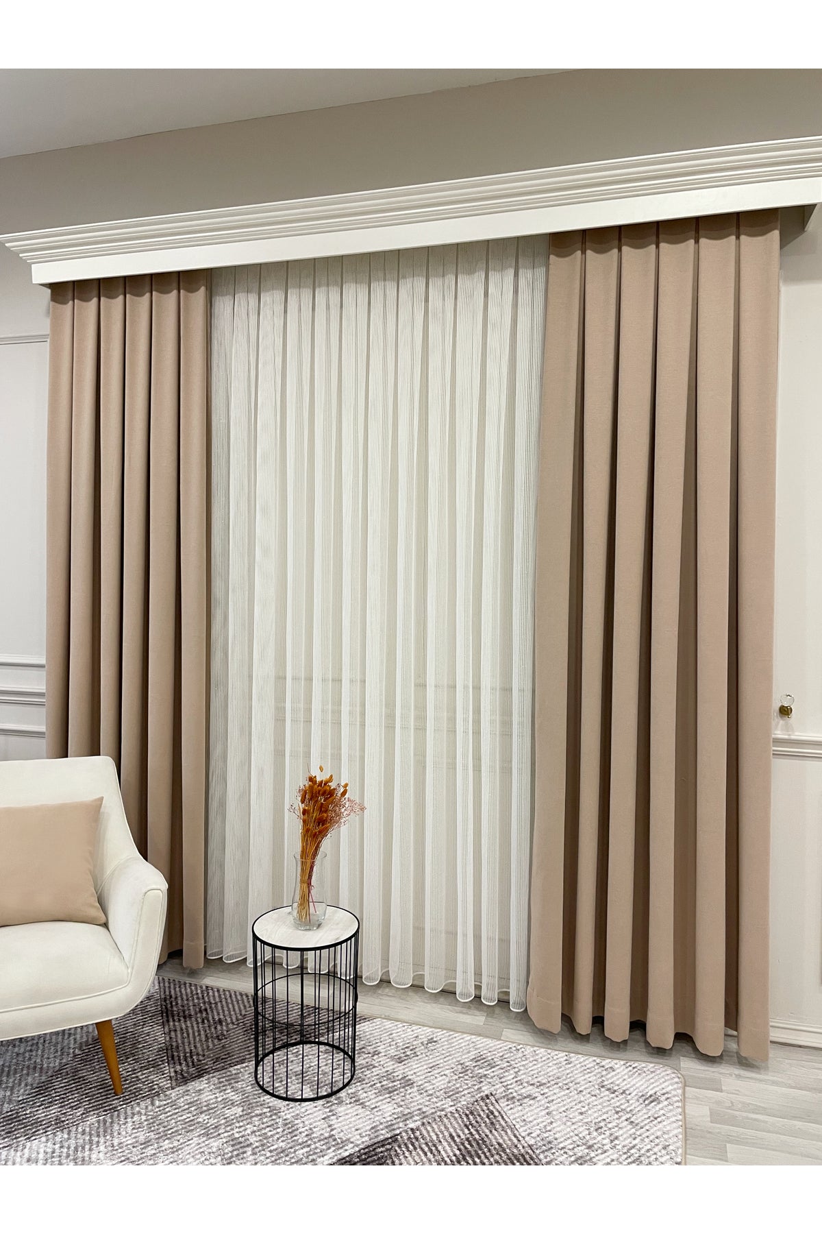 CAMEL Color 1/3 DENSE PLEAT Honeycomb Weave Soft Panama Blackout Curtain