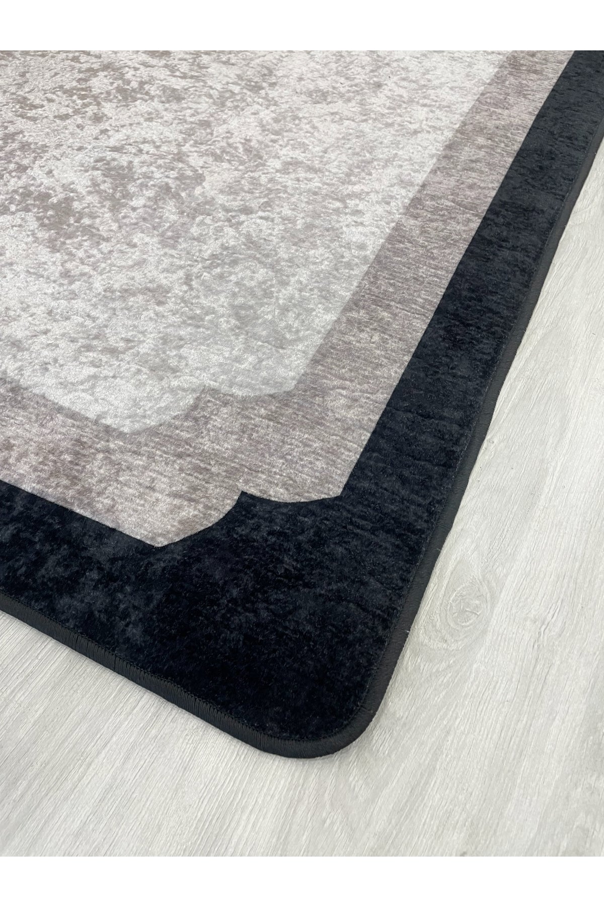BEIGE-BLACK Framed Border Modern Pattern Latex Base Rug