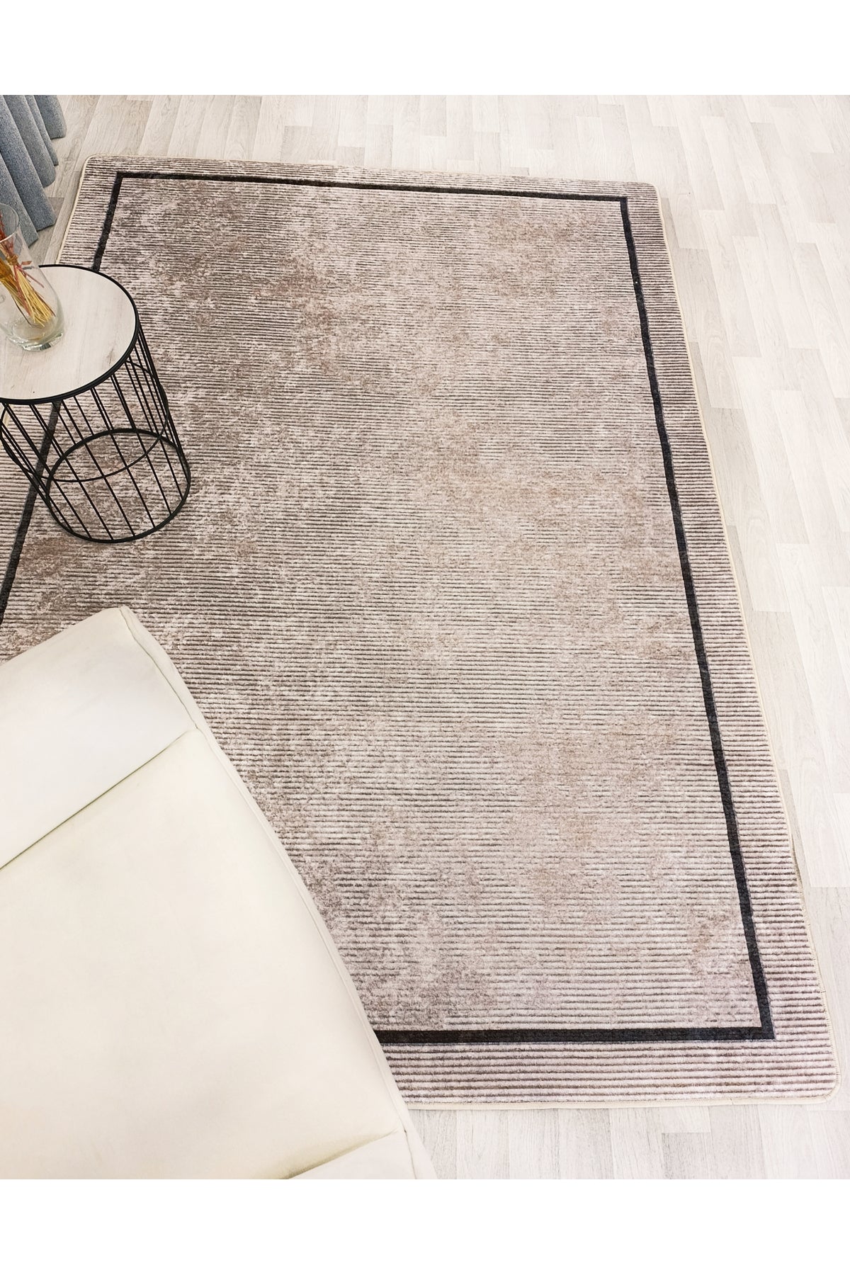 Mink Brown Geometric Pattern Non-Slip Base Runner Rug