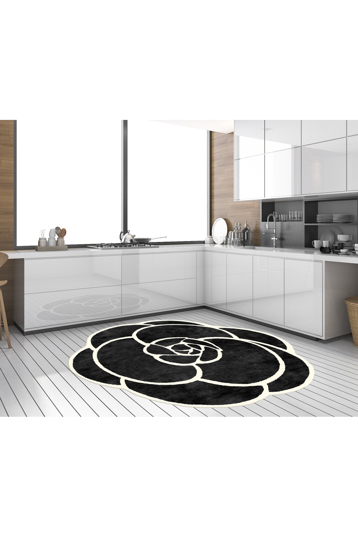 Floral Pattern Latex Non-Slip Rug