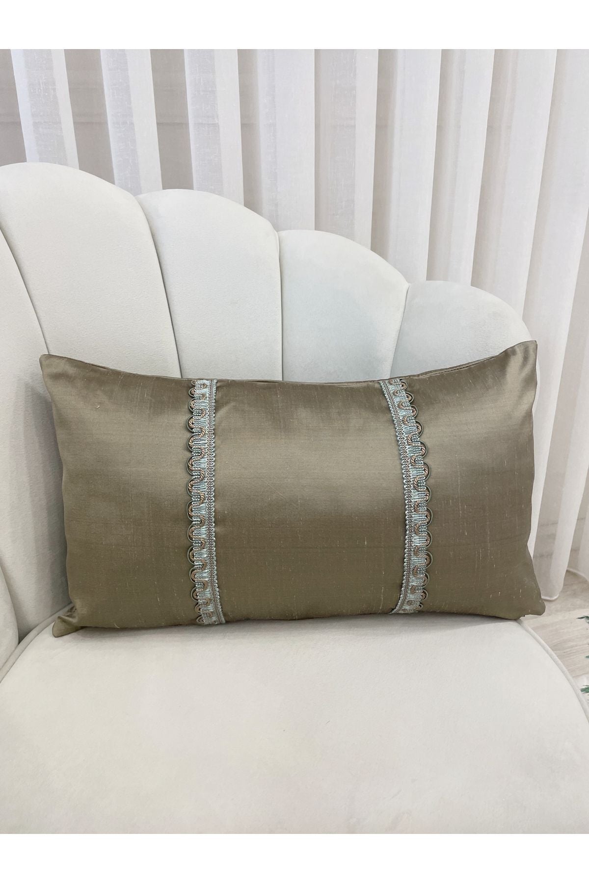 Imported Silk Cushion Pillow Cover with Cord (30x50) (Gold Color) - Classic