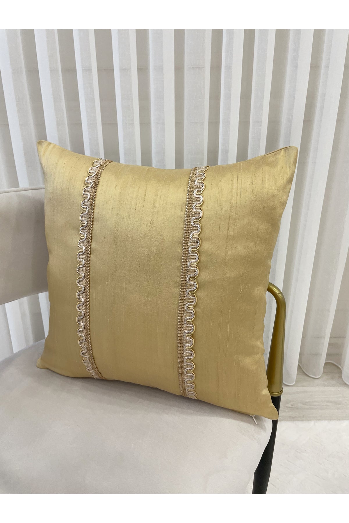 Imported Silk Cushion Pillow Cover with Cord (Oil Green)
