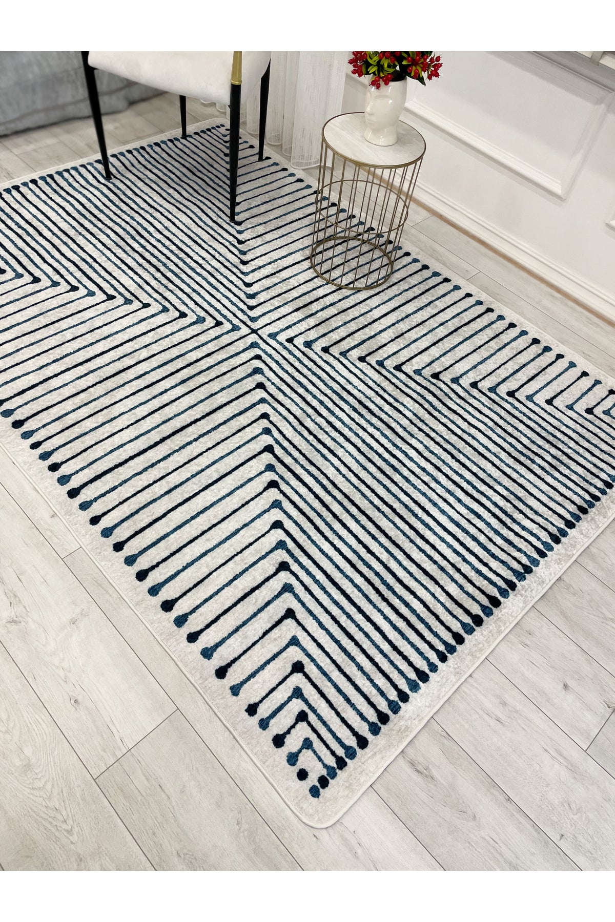 Terracotta Color Chenille-Look Design Runner Kitchen Rug