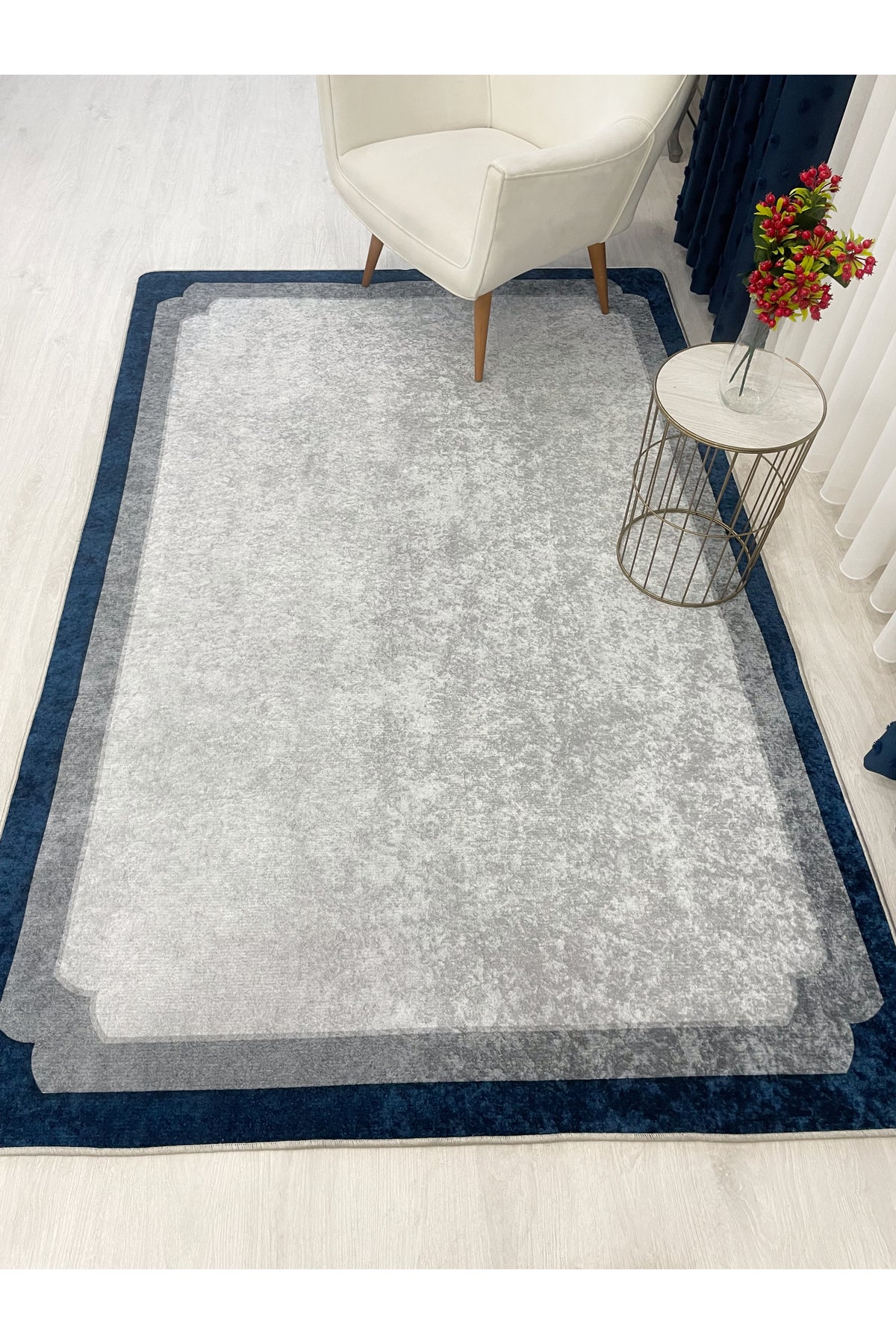 BEIGE-BLACK Framed Border Modern Pattern Latex Base Rug