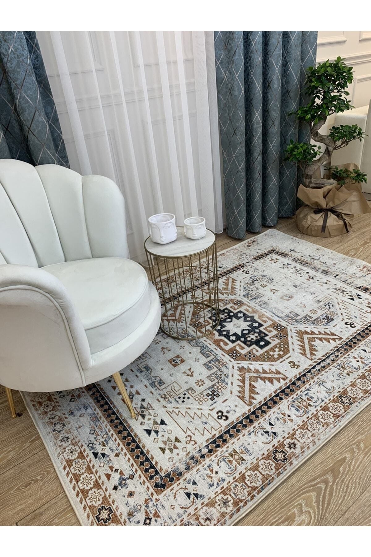 Eskitme Desen Dokuma Taban Halı Ebat 130x190