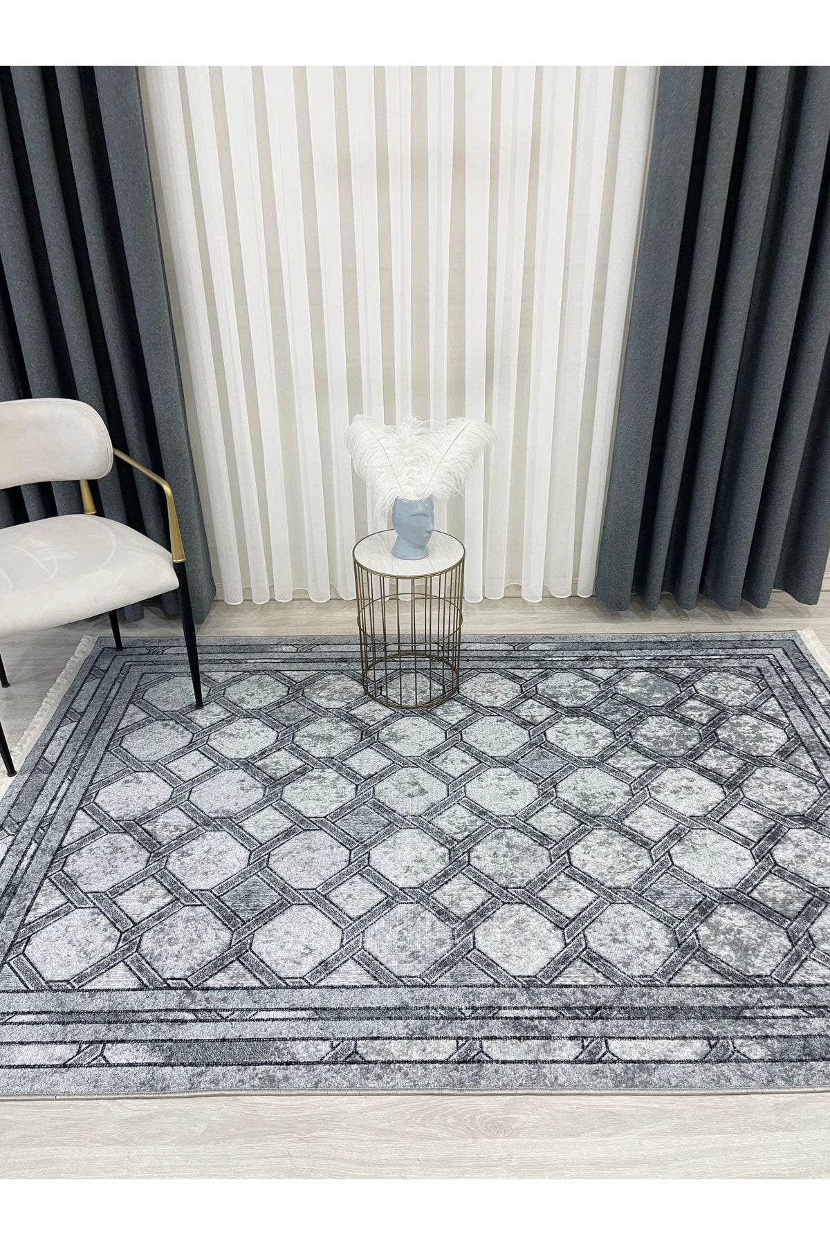 Brown Mink Embossed Look Latex Leather Base Rug