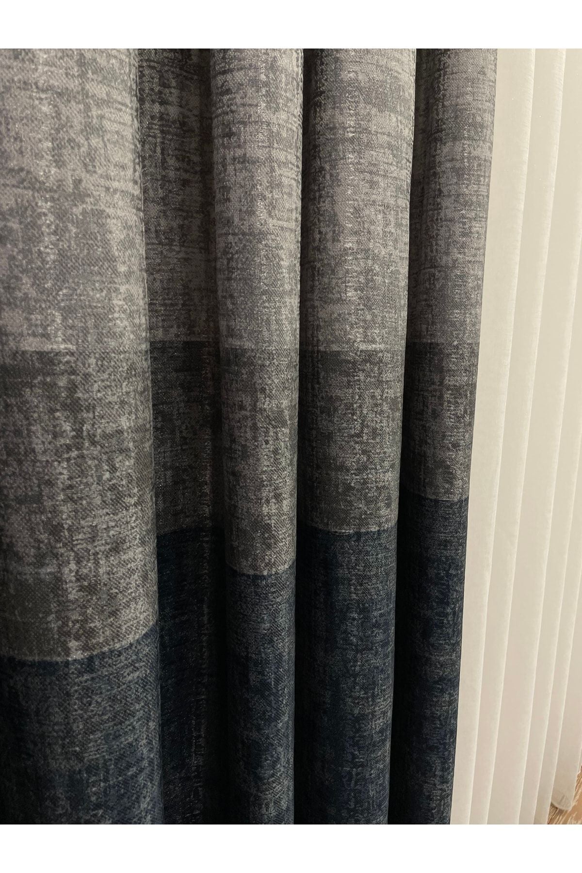 Linen Base Modern Striped Pattern 1/2.50 Pleated Blackout Curtain