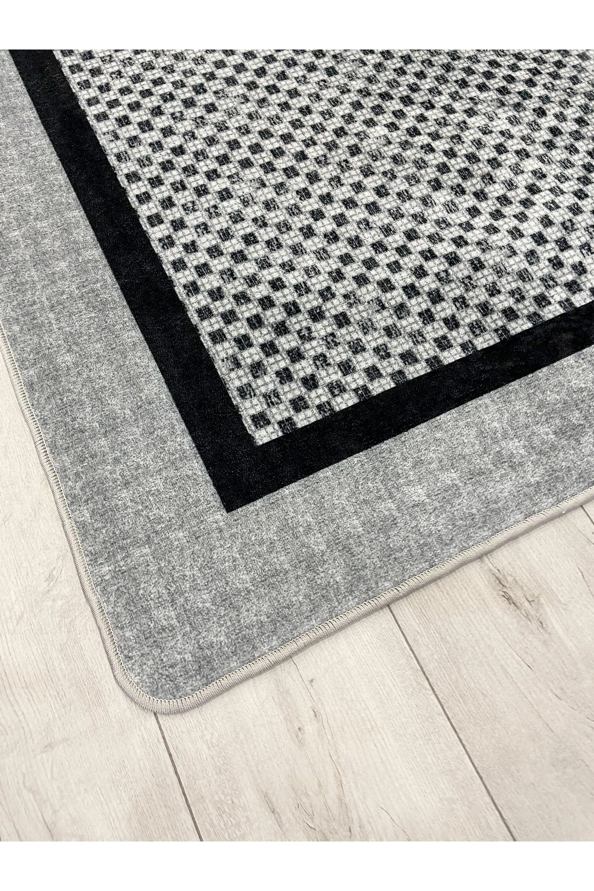 GRAY Jute Sisal-Look Bordered Non-Slip Base Runner Kitchen Rug