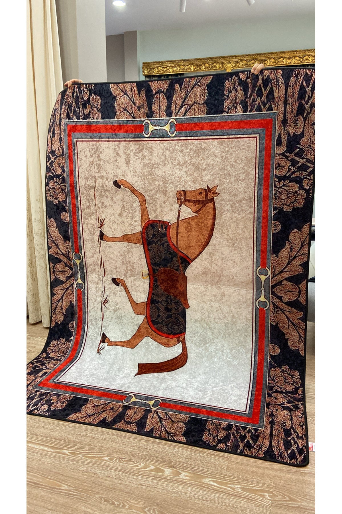 Horse Pattern Latex-Backed Rug