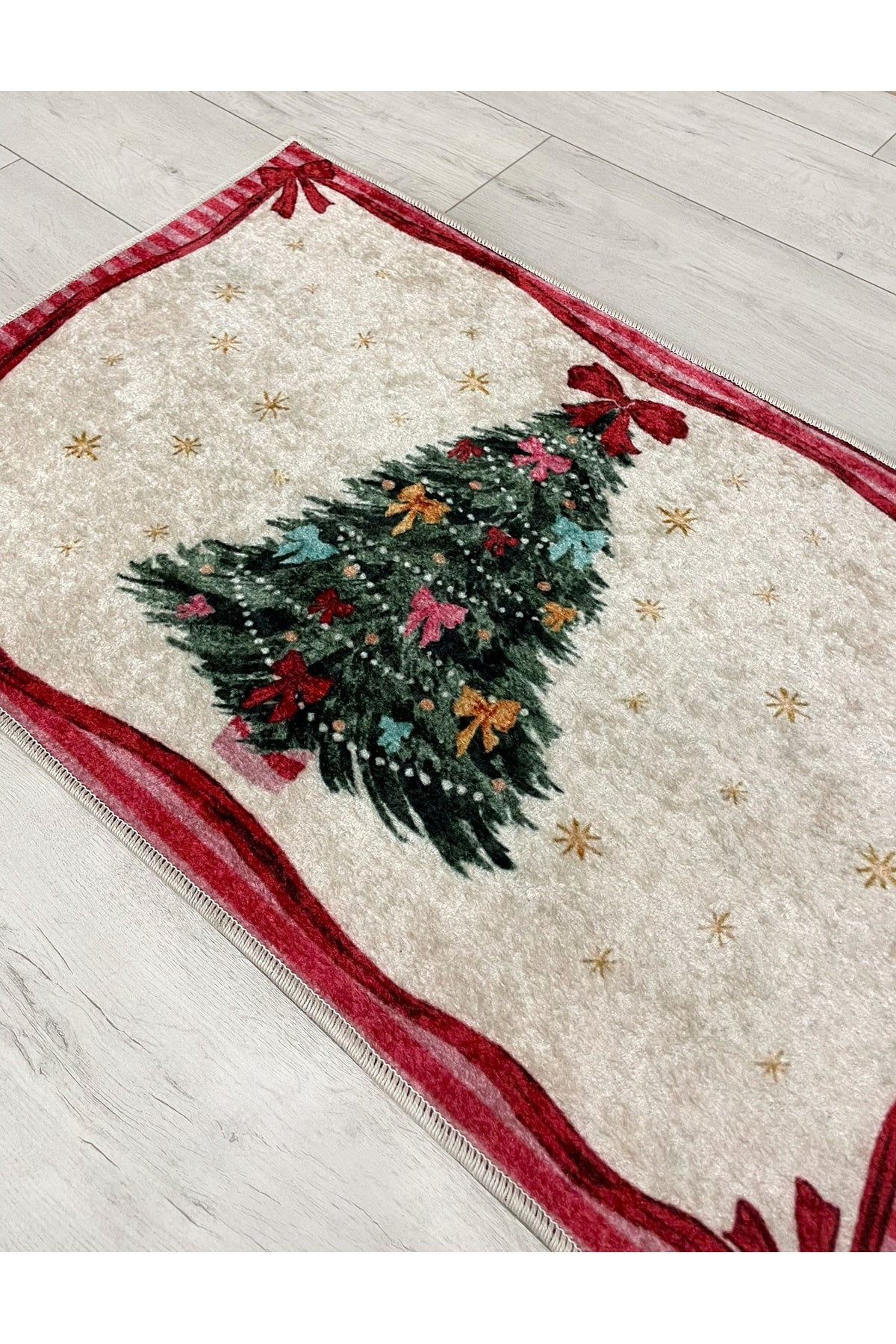 Christmas-Themed Doorstep Tree Skirt Mat Beige-Red (60x90)