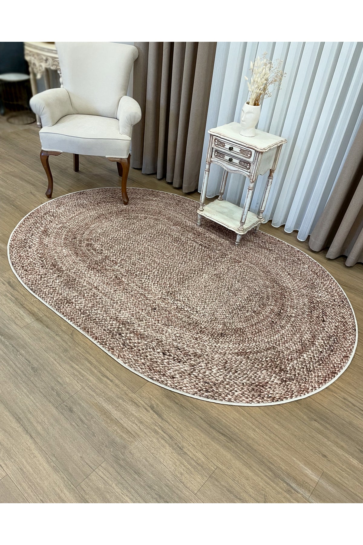 Jute Sisal Look 3D Colorful Latex Leather Base Rug