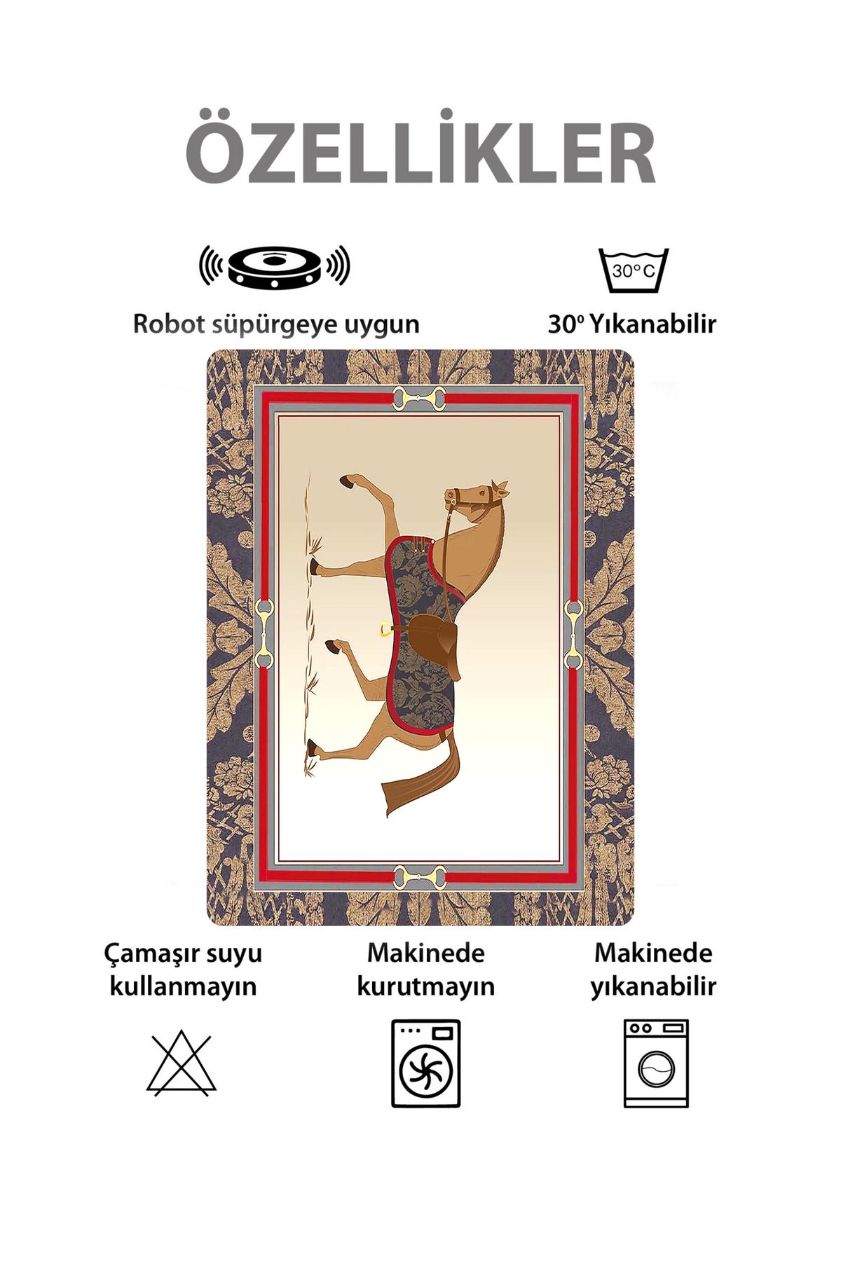 Horse Pattern Latex-Backed Rug