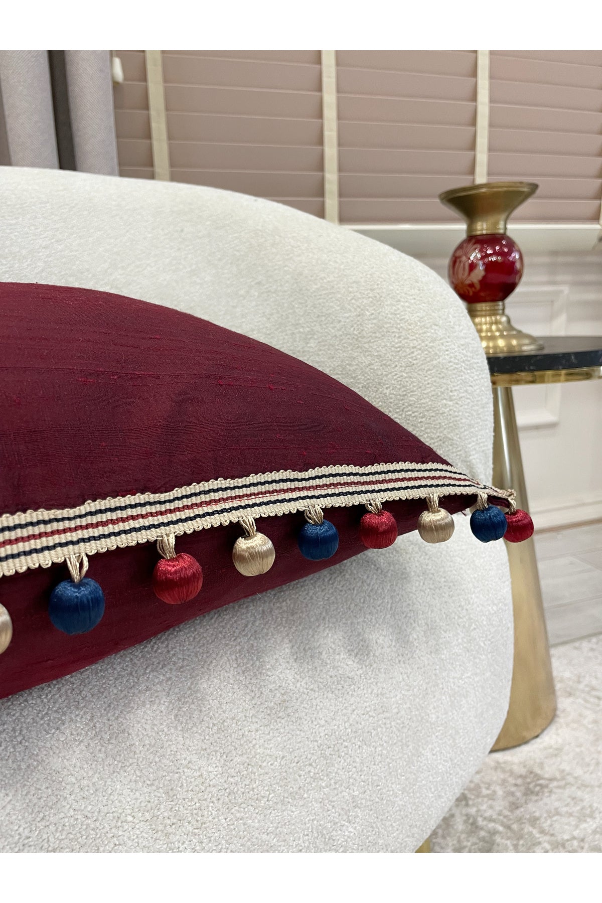 BURGUNDY - Silk Taffeta Throw Pillow Cover (45X45)