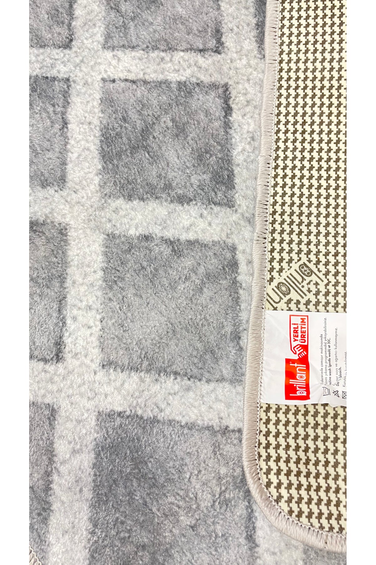 Diamond Pattern Beige Non-Slip Base Kitchen Rug