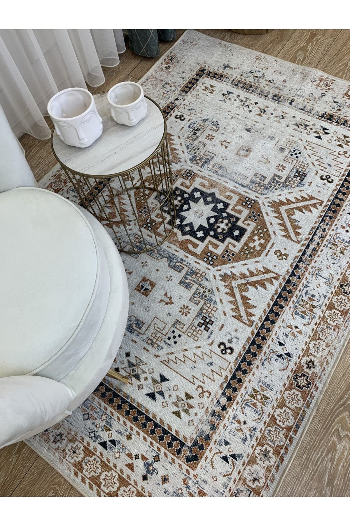 Eskitme Desen Dokuma Taban Halı Ebat 130x190