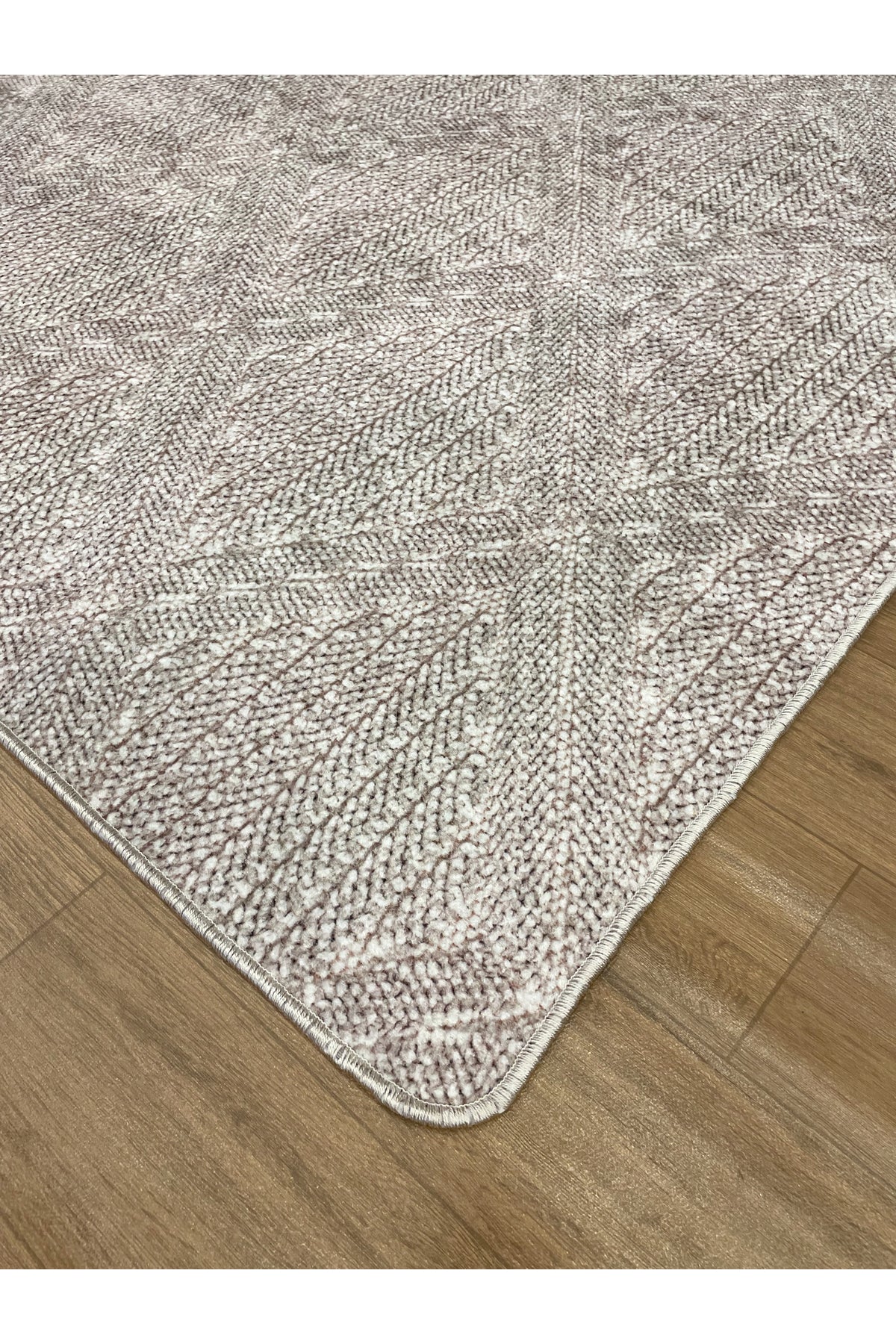 Gray Wicker-Textured Look Latex Leather Base Rug