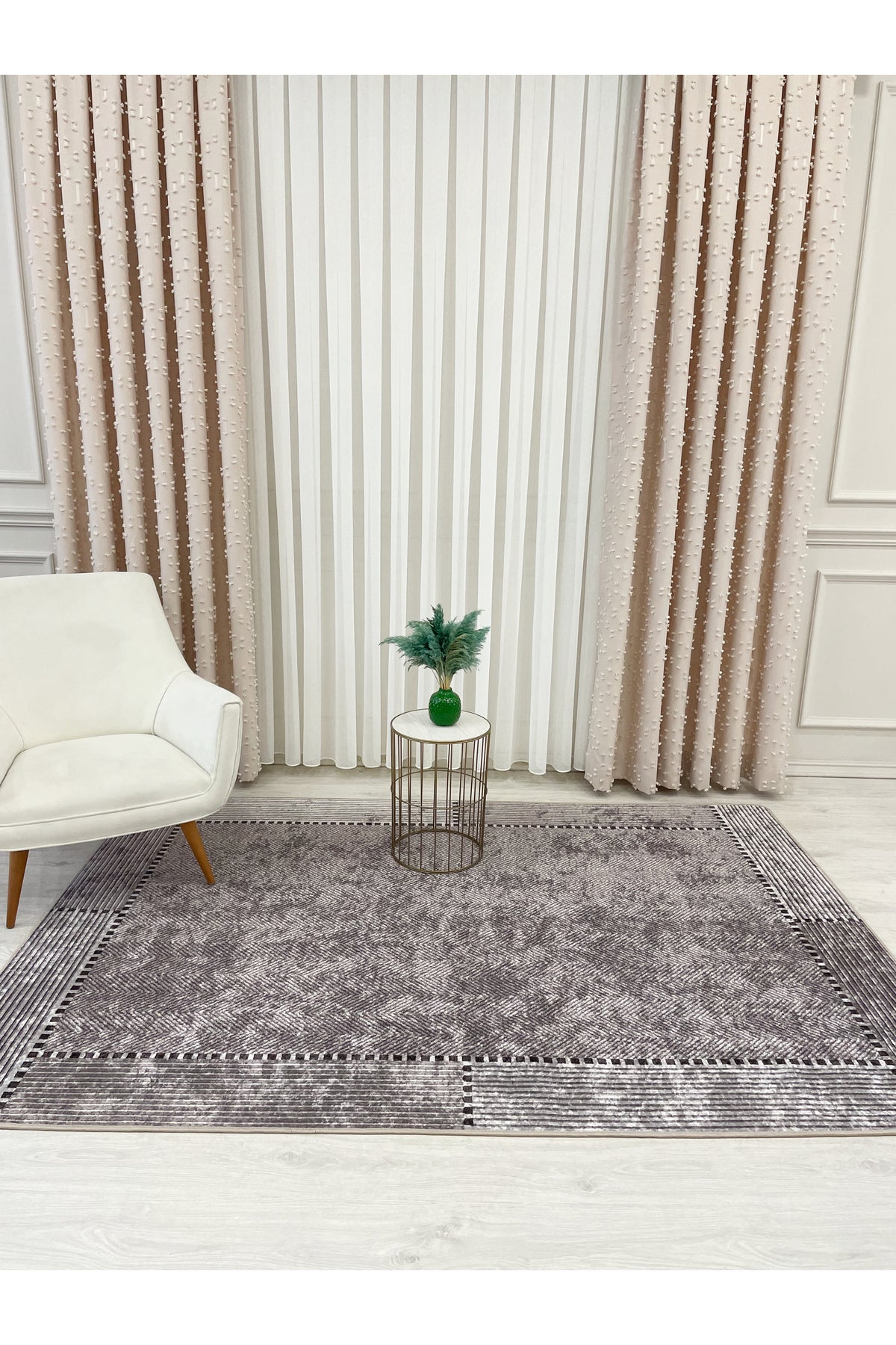 GRAY-BLACK Jute Sisal Look Non-Slip Base Runner Rug