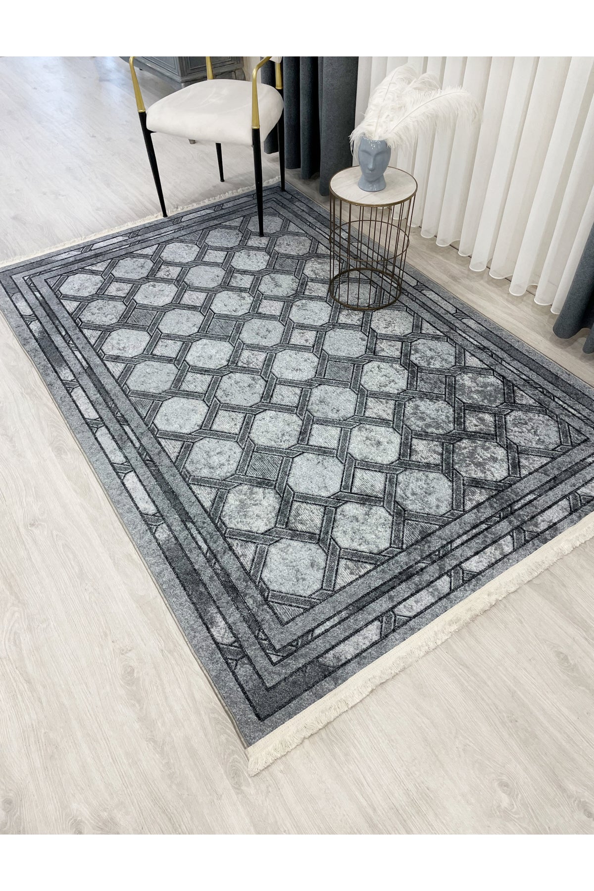 Brown Mink Embossed Look Latex Leather Base Rug