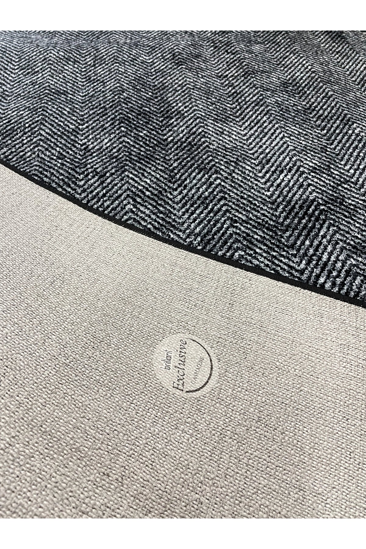 GRAY-BLACK Jute Sisal Look Non-Slip Base Runner Rug