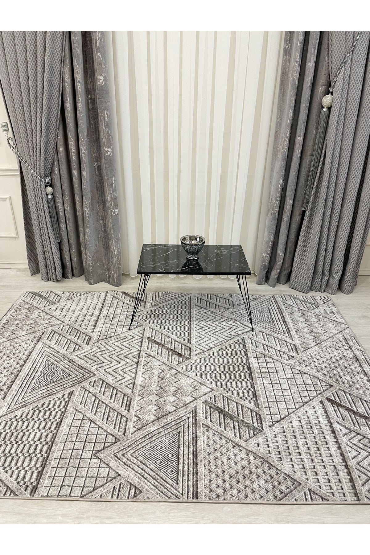 Brown Embossed Look Latex Leather Base Rug