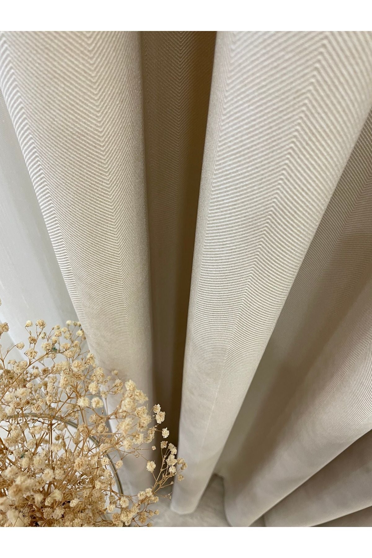 Heathered Milky Brown Linen-Look 1/3 Dense Pleated Blackout Curtain
