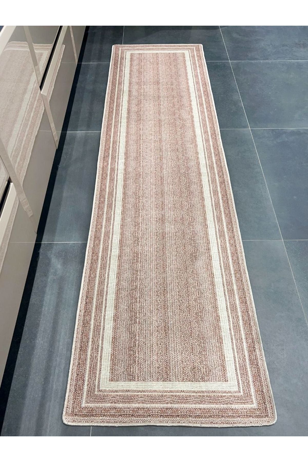 Jute-Pattern Kitchen Rug, Woven-Base Flat Rug
