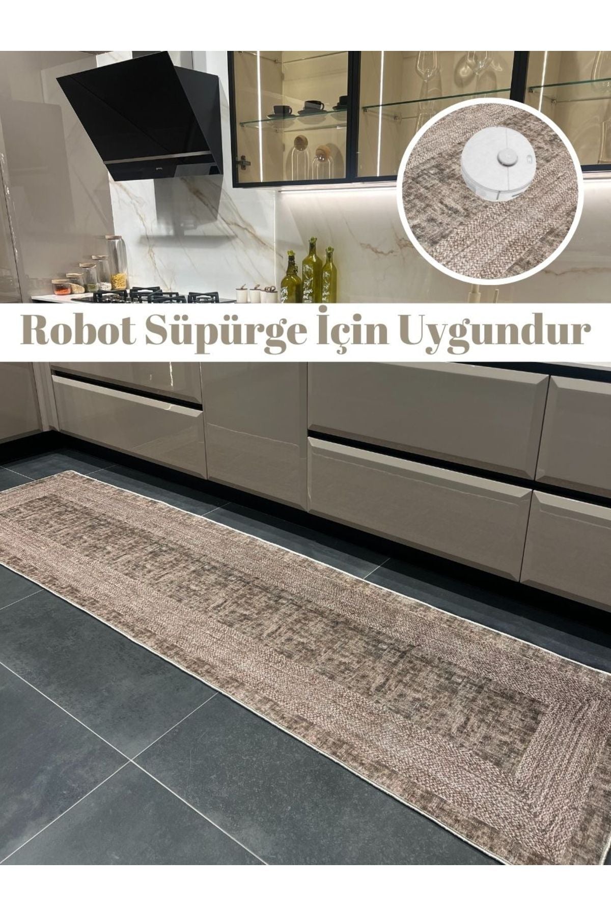 Jüt Desenli Mutfak Halısı , Dokuma Taban Düz Halı