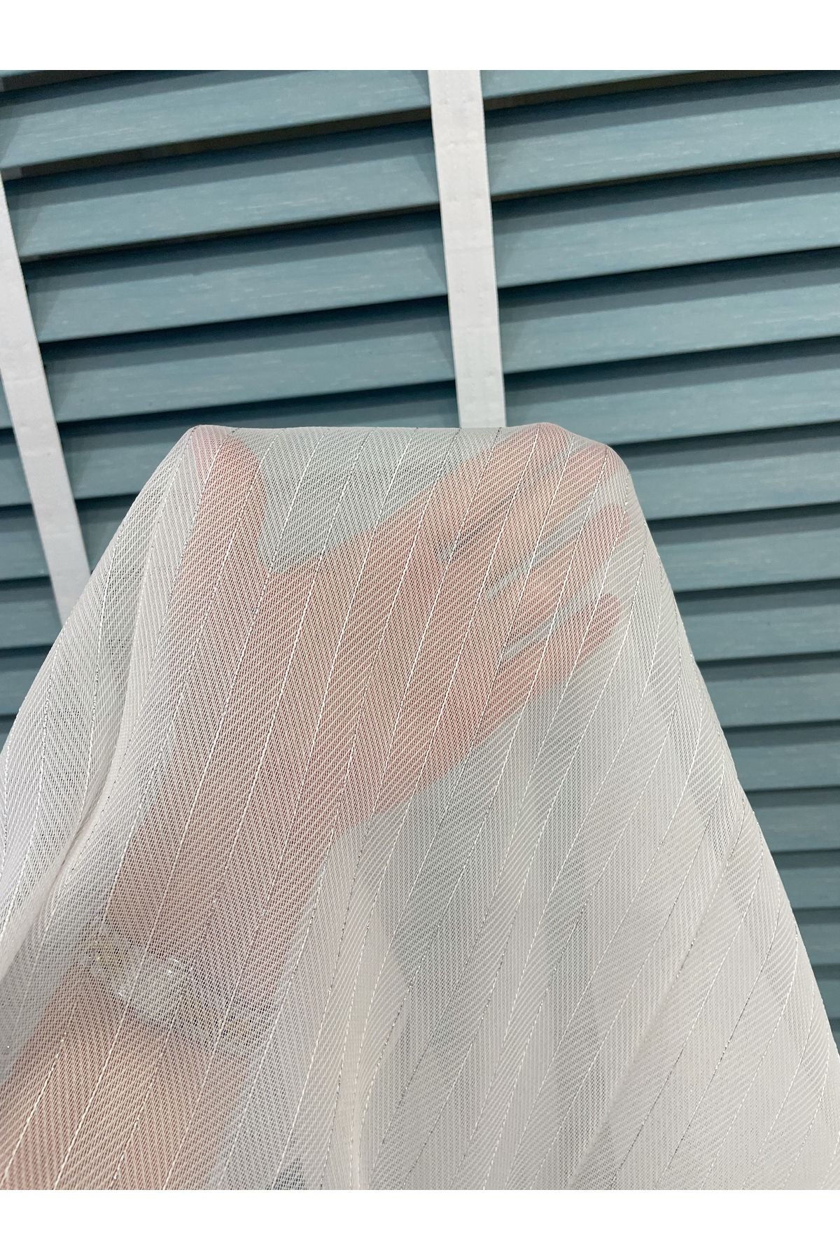 Ecru Pearl Shimmer Self-Striped 1/3 Dense Pleated Sheer Curtain