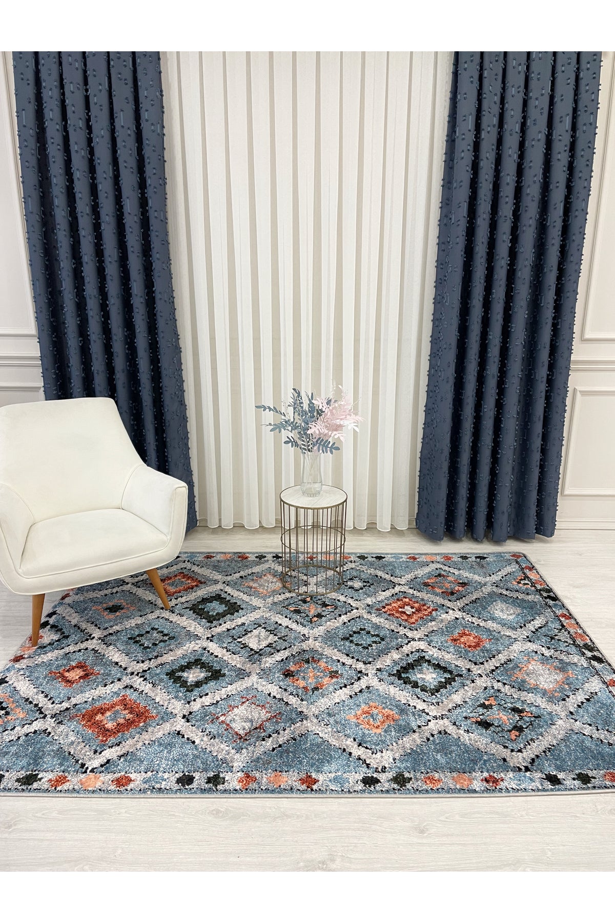 Kilim Motif Bohemian Non-Slip Base Runner Rug