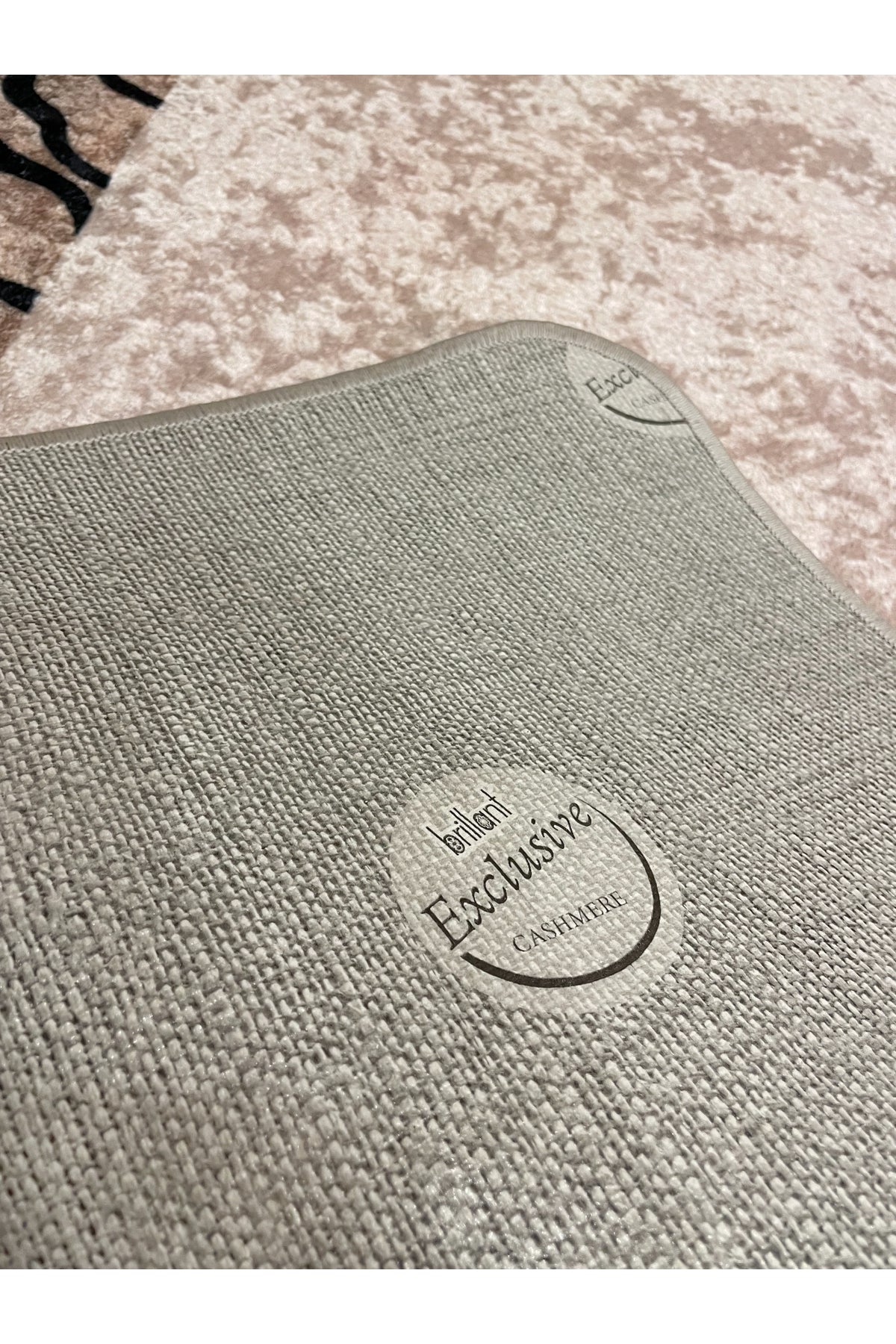 Beige-Brown Zebra Border Latex Base Rug