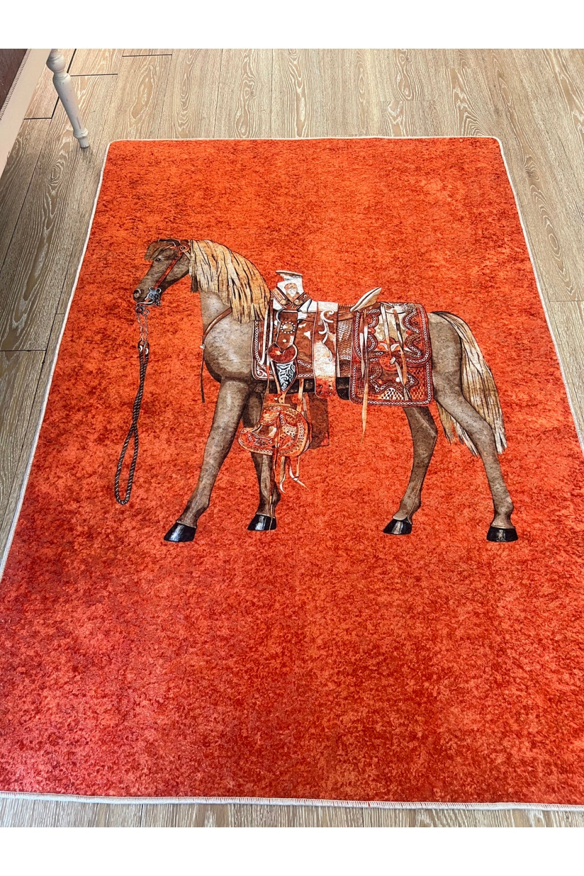 Horse Pattern Latex-Backed Round Rug