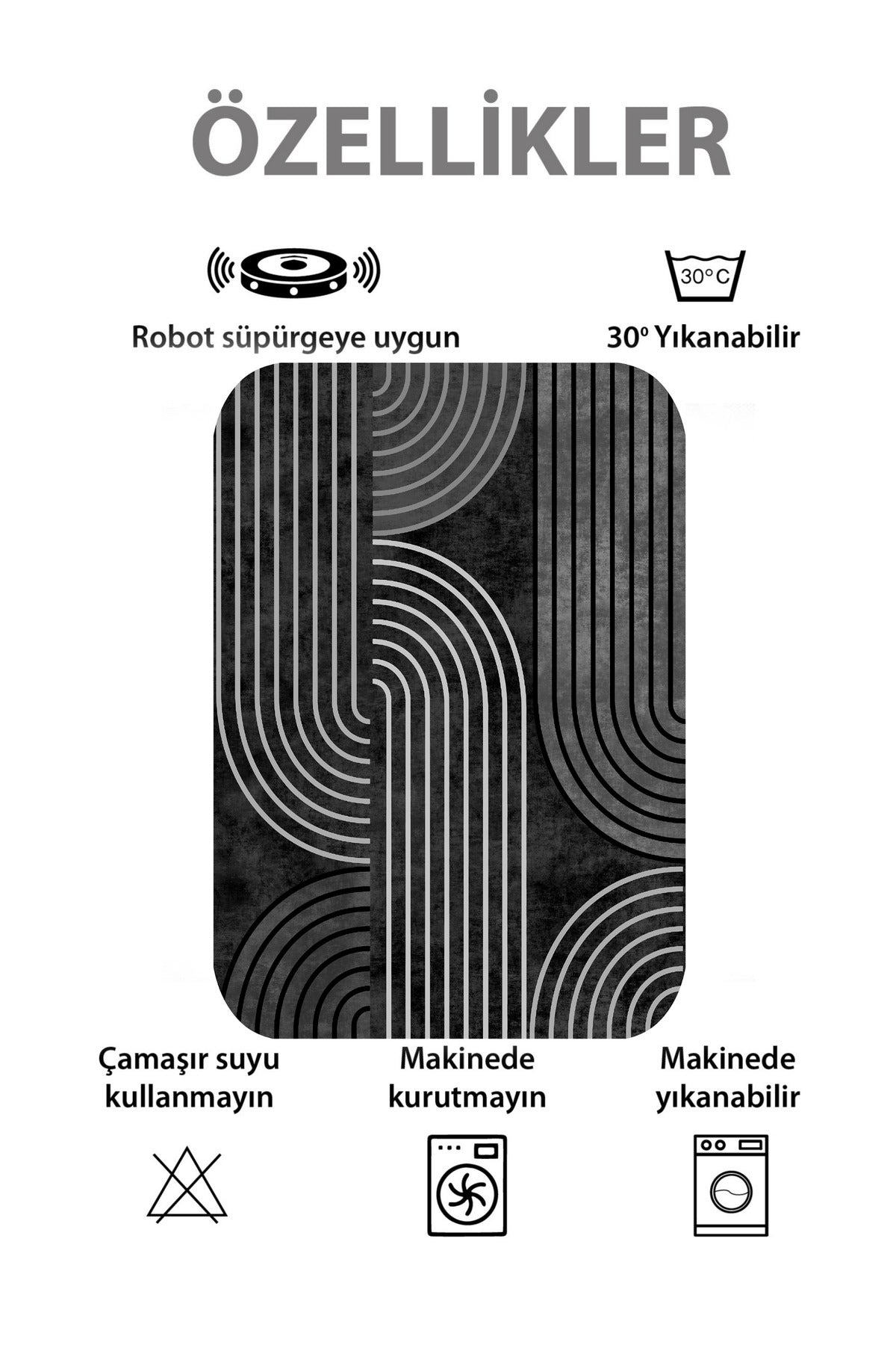 Beige Scandinavian Style Latex Non-Slip Base Rug