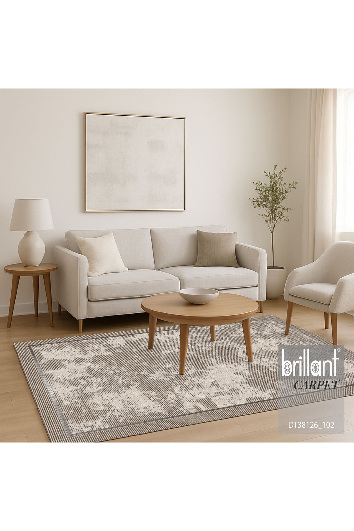 Mink Brown Geometric Pattern Non-Slip Base Runner Rug