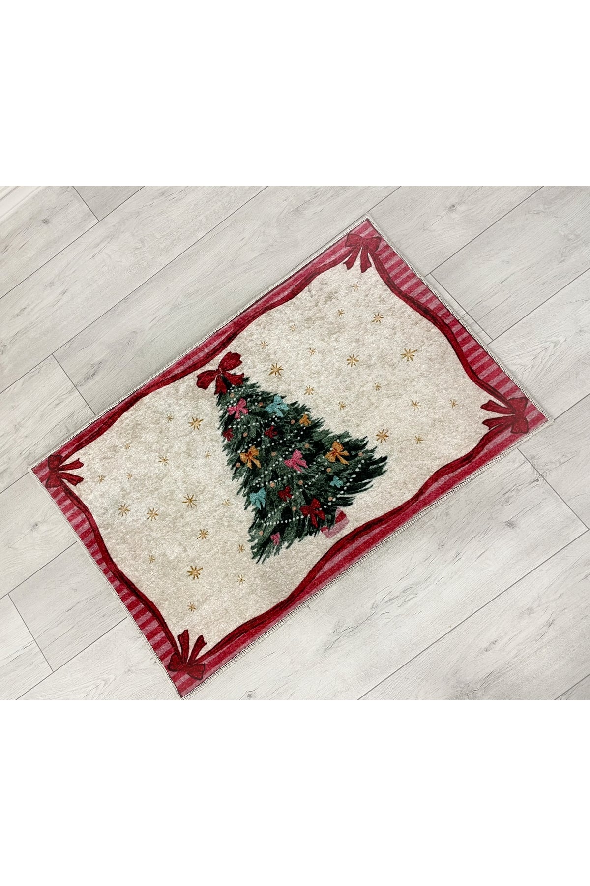 Christmas-Themed Doorstep Tree Skirt Mat Beige-Red (60x90)