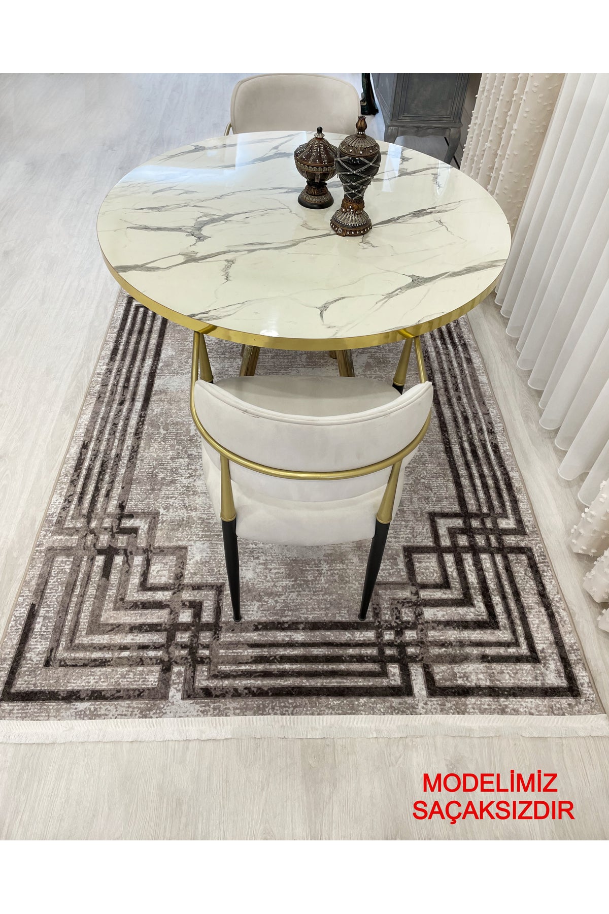 Beige - Brown Vintage Look Latex Non-Slip Base Rug