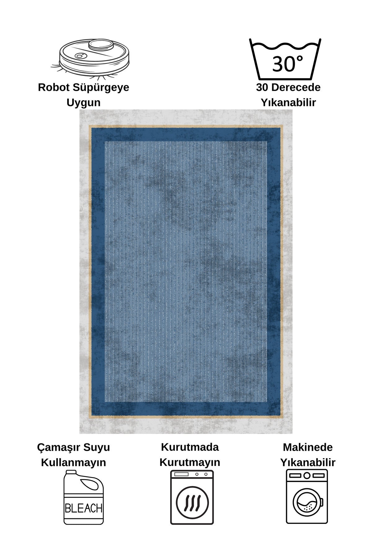 Wicker-Look Bordered Latex Base Rug