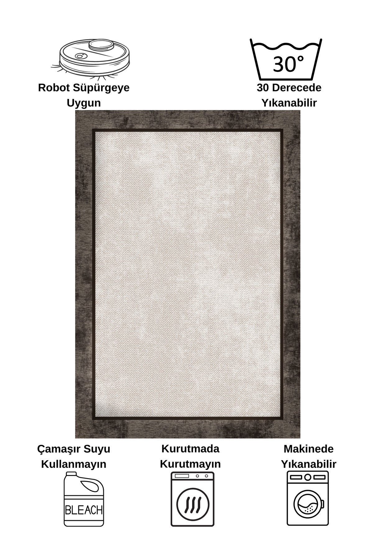 GRAY Jute Sisal-Look Bordered Non-Slip Base Runner Kitchen Rug