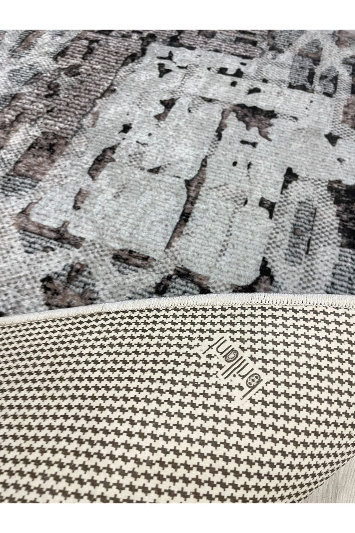 Gray Modern Woven-Look Latex Leather Base Rug