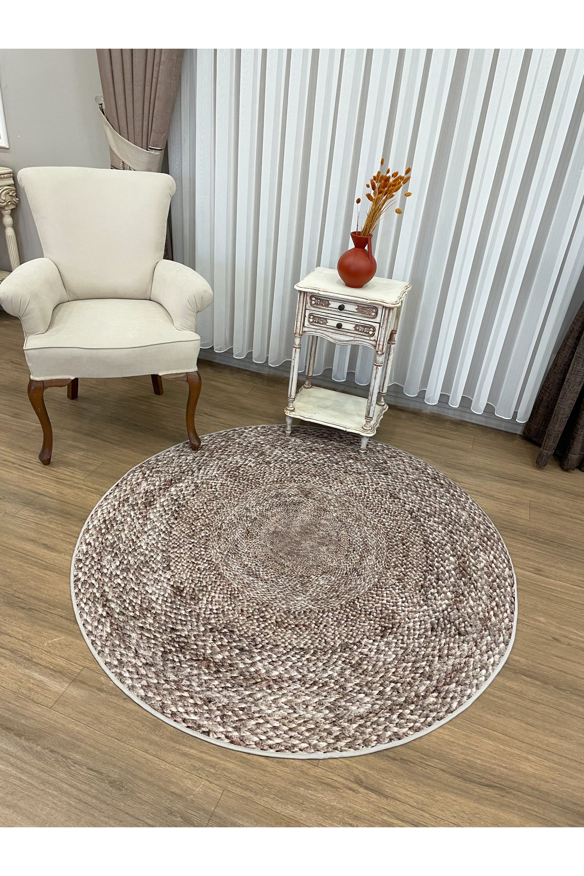 Jute Sisal Look 3D Colorful Latex Leather Base Rug