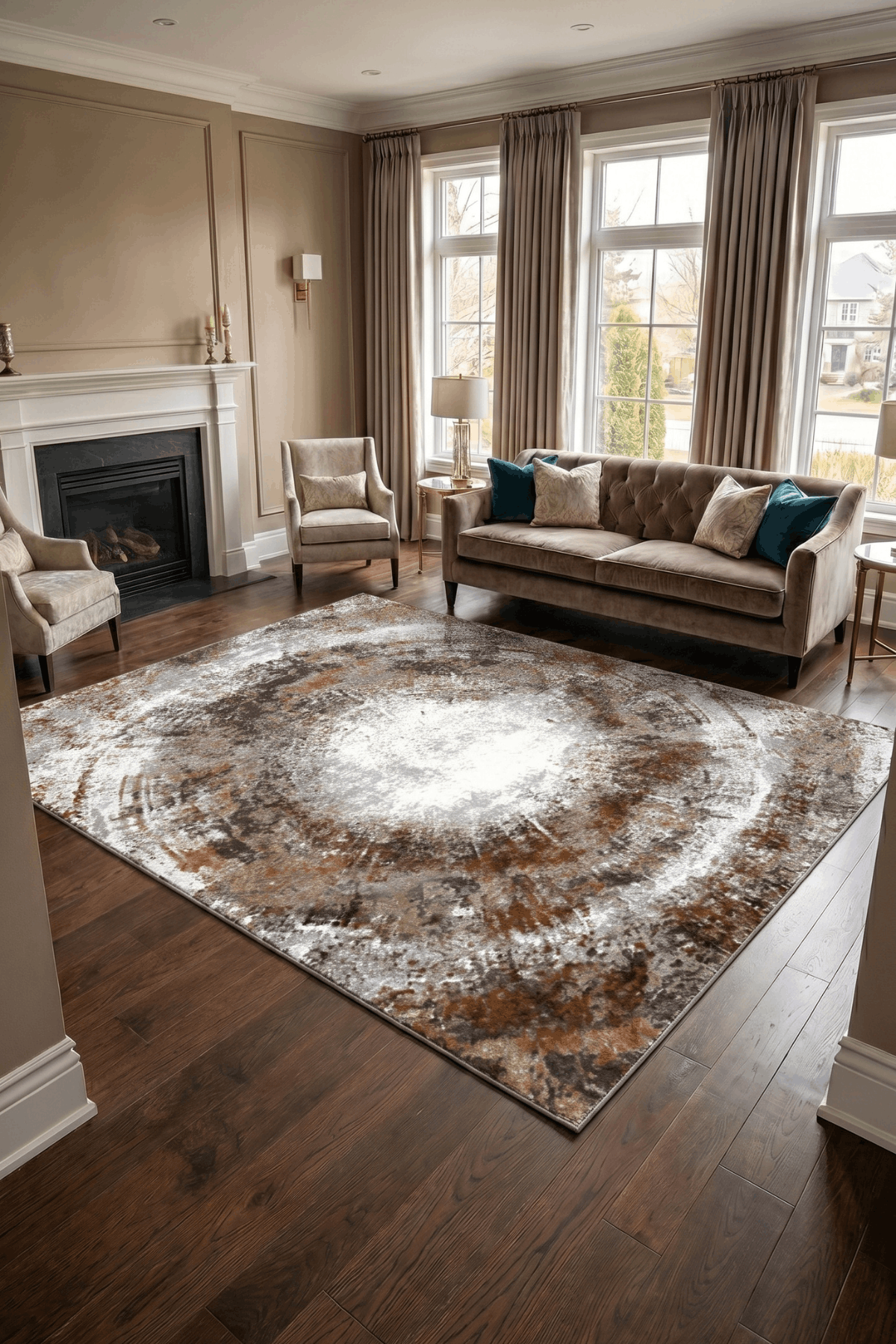 Washable Printed Magusa Rug - Modern Organic Circle Design