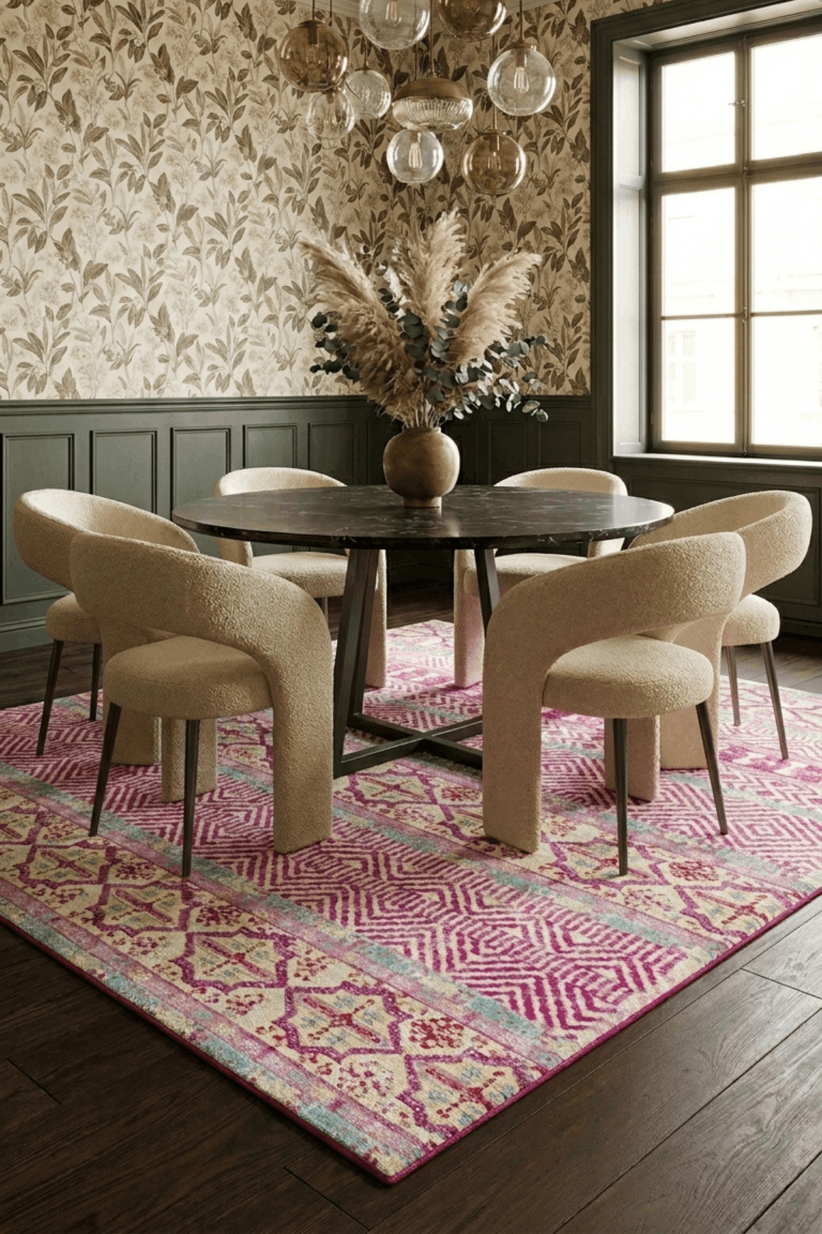Washable Printed Burns Rug - Tribal Geometric Stripes
