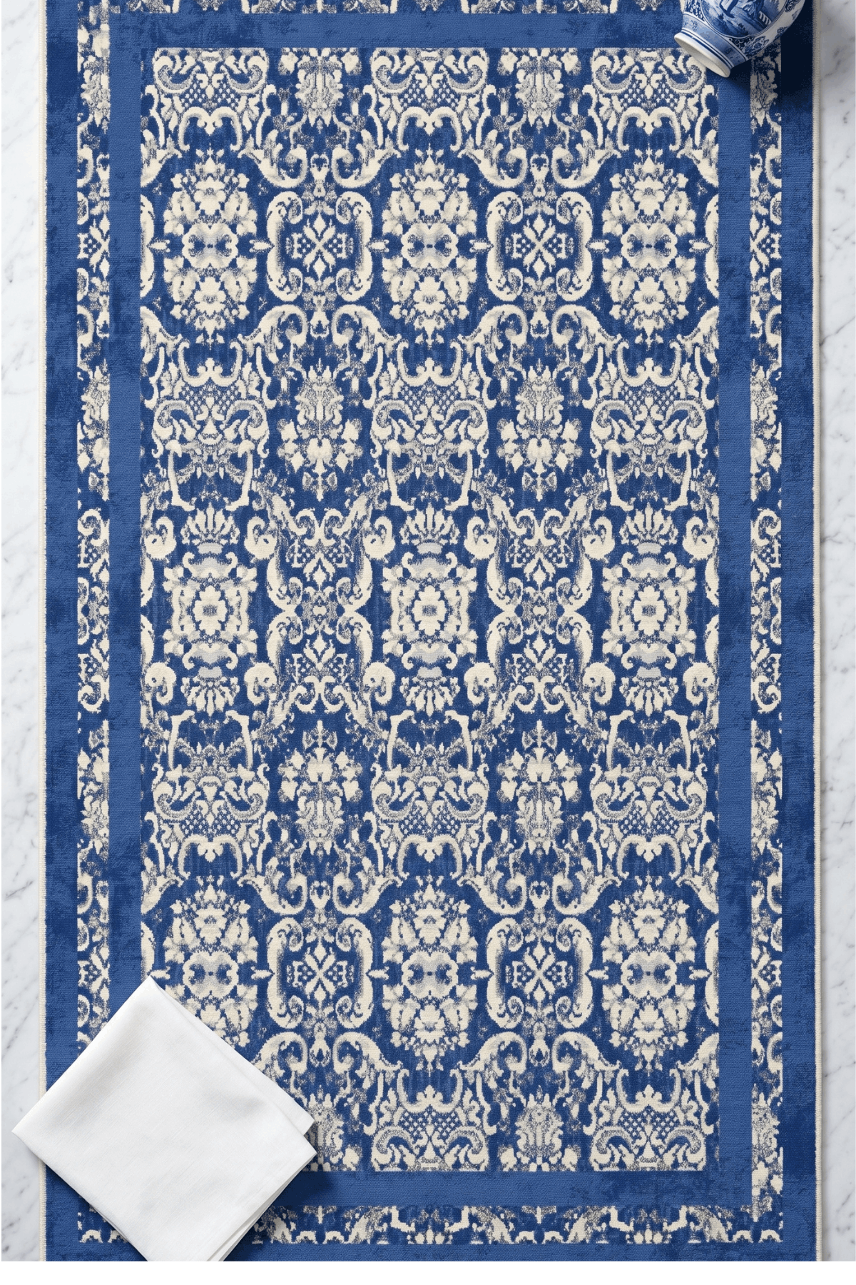 Washable Printed Glady Rug - Classic Damask Border Style
