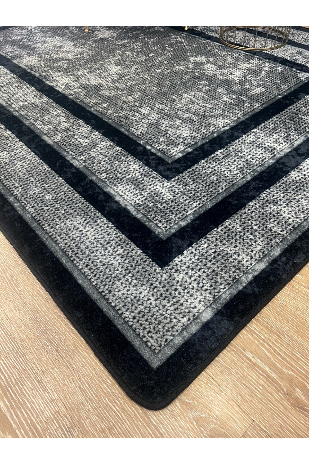 Jute Sisal Bordered Look Decorative Rug - Brown - Black