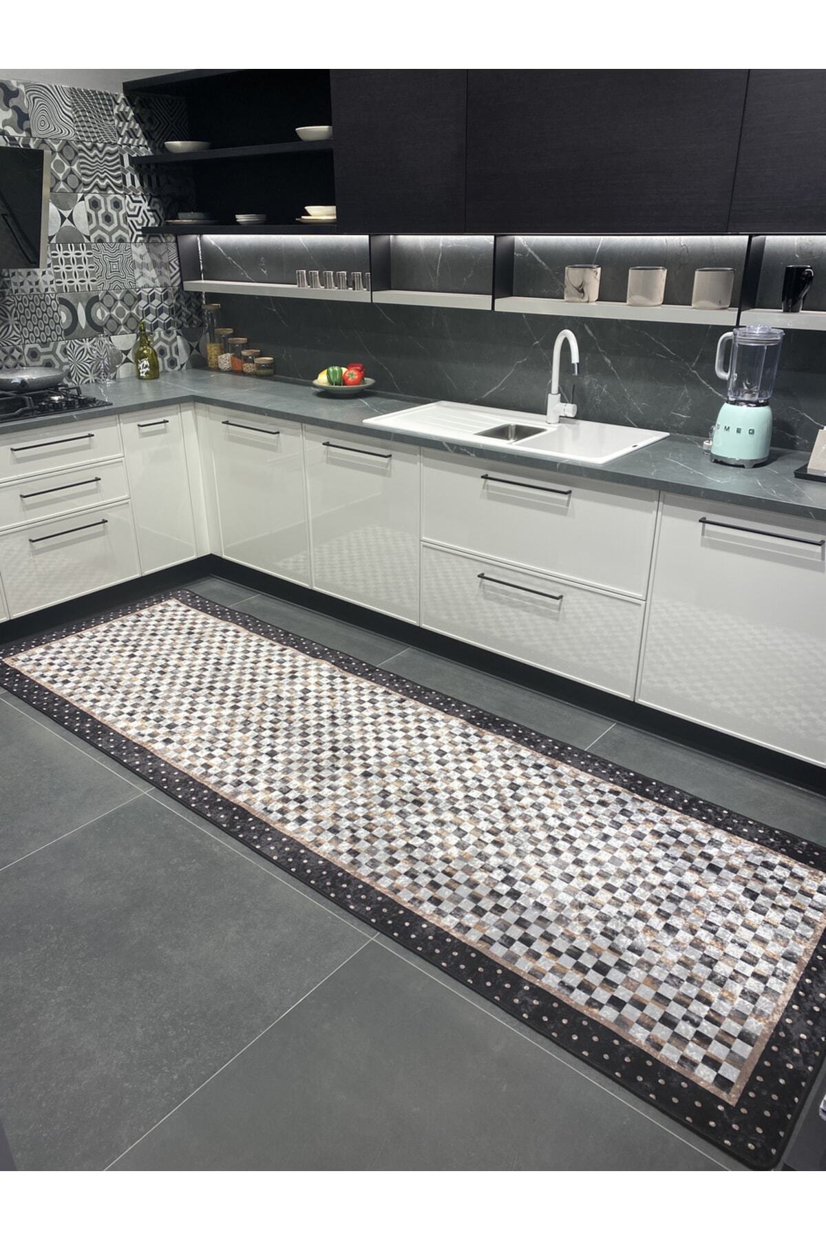 Robert Diamond Pattern Fringeless Round Rug - Brown