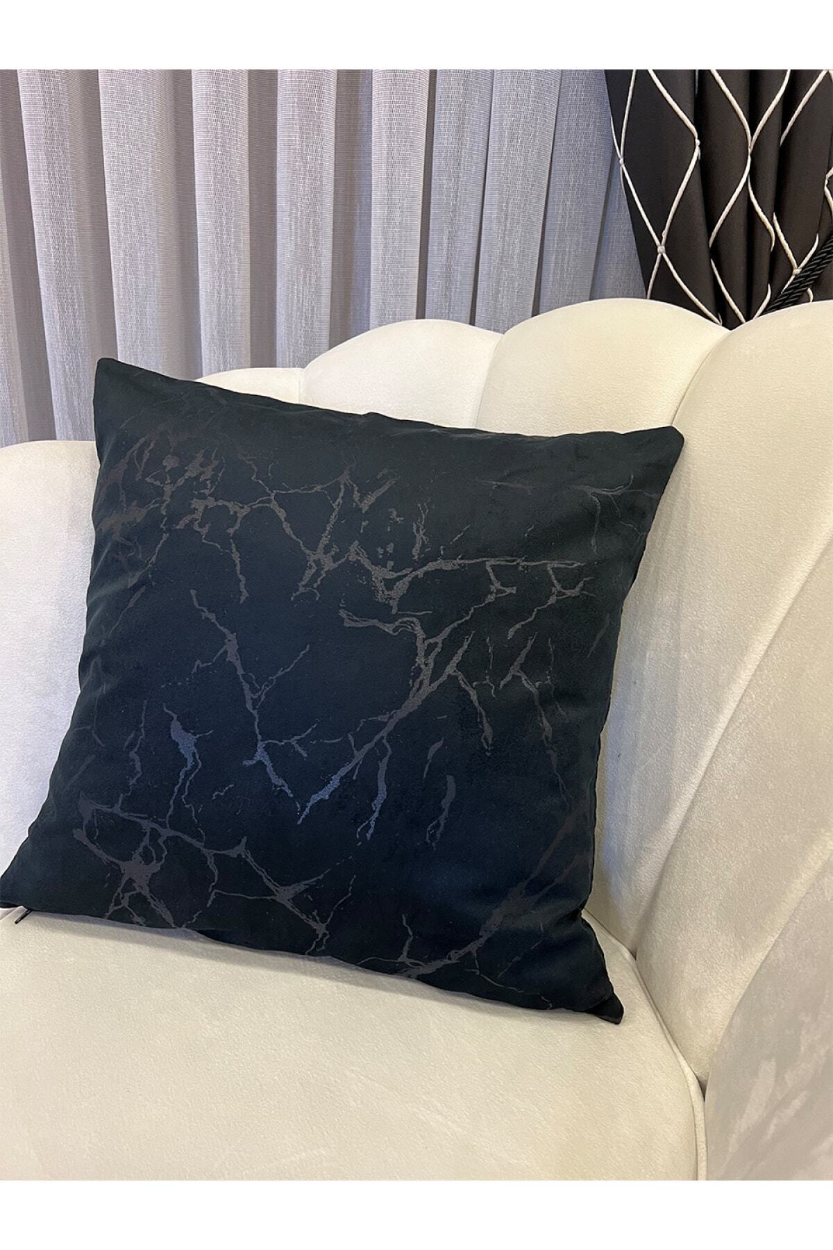 Set of 2 Velvet Throw Pillow Covers Ecru-Silver Foil (45X45)