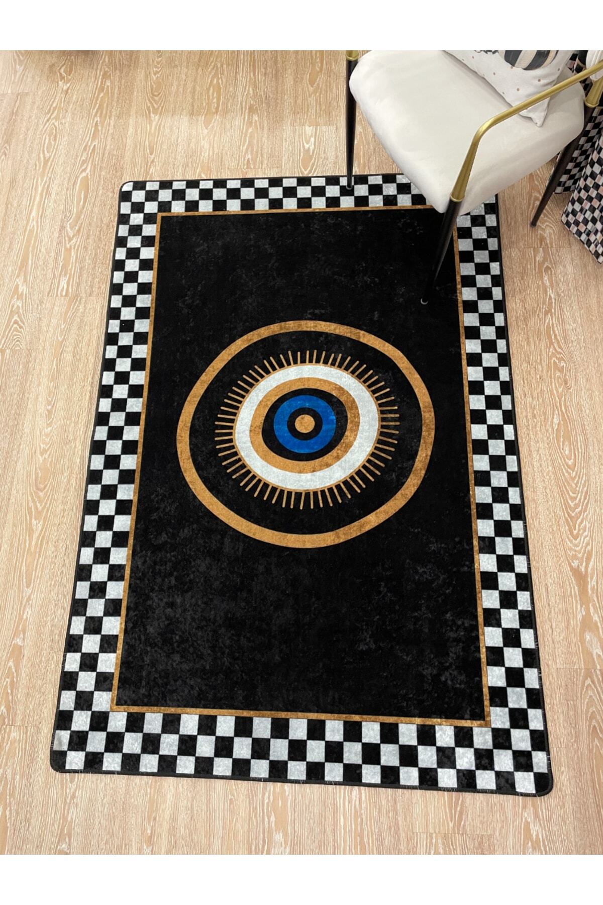 Checkered Pattern Leather Base Decorative Rug