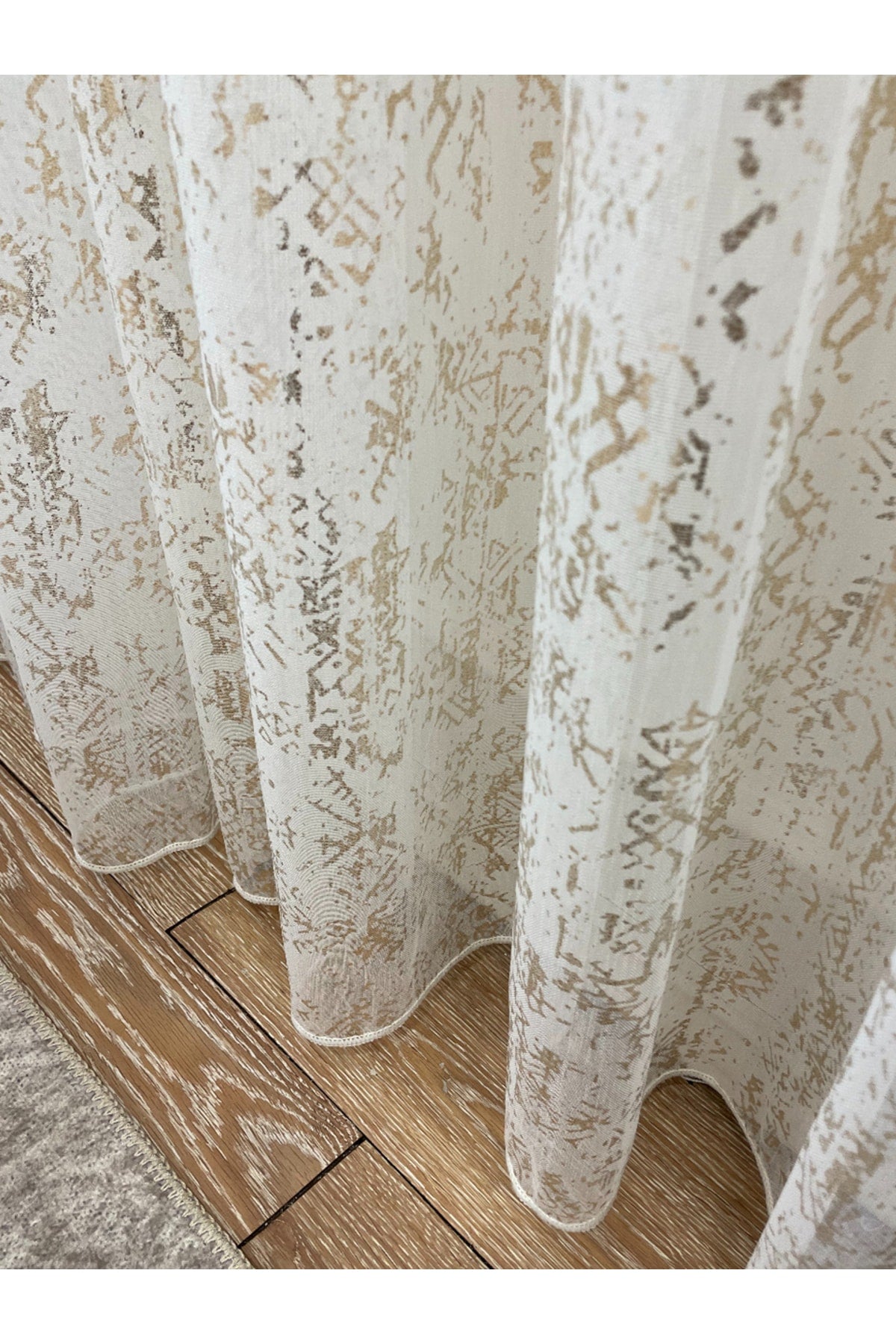 Modern Gold Foil 1/2.5 Pleat - Gold Foiled Sheer Curtain