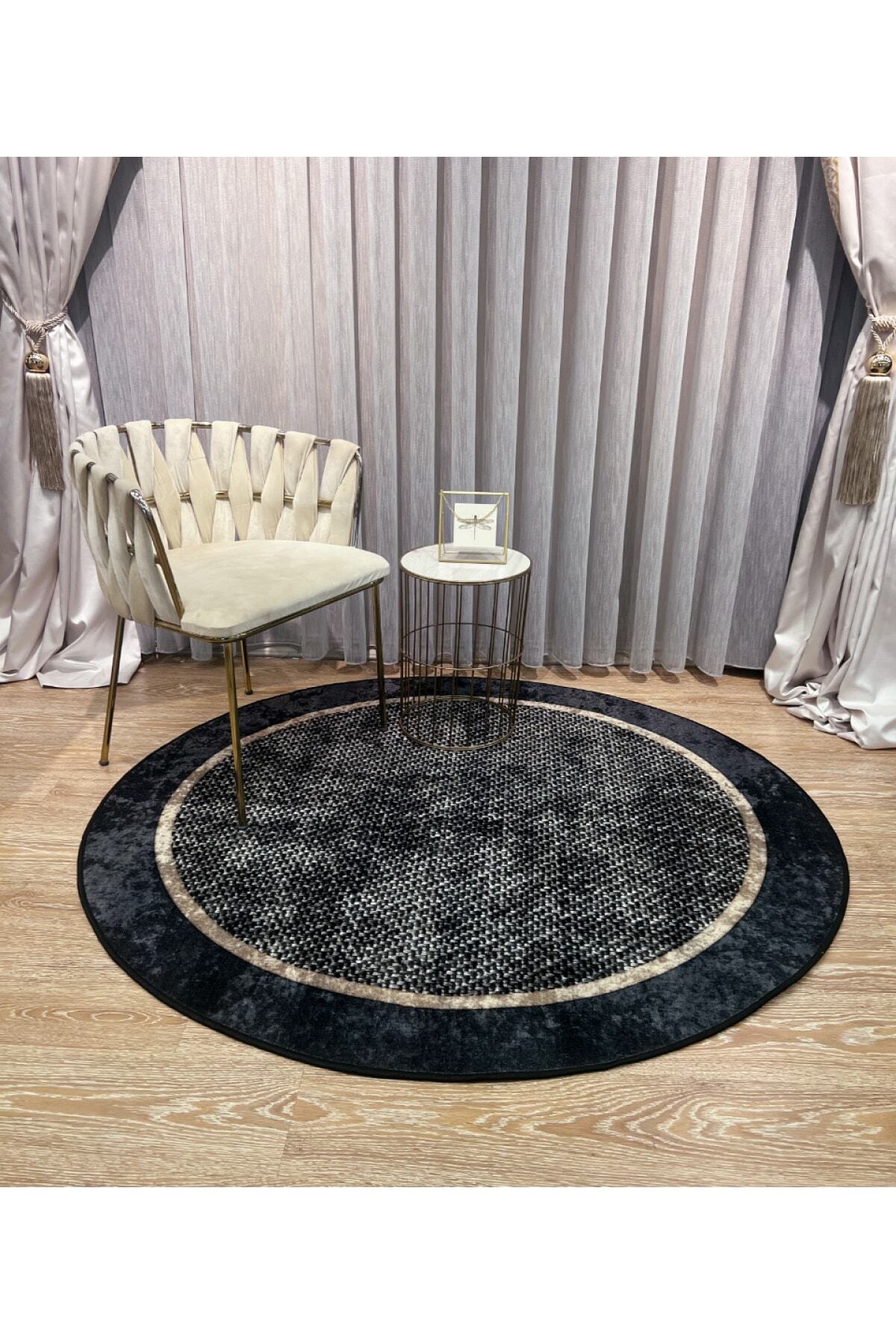 Jute Sisal Bordered Look Decorative Round Rug - Brown