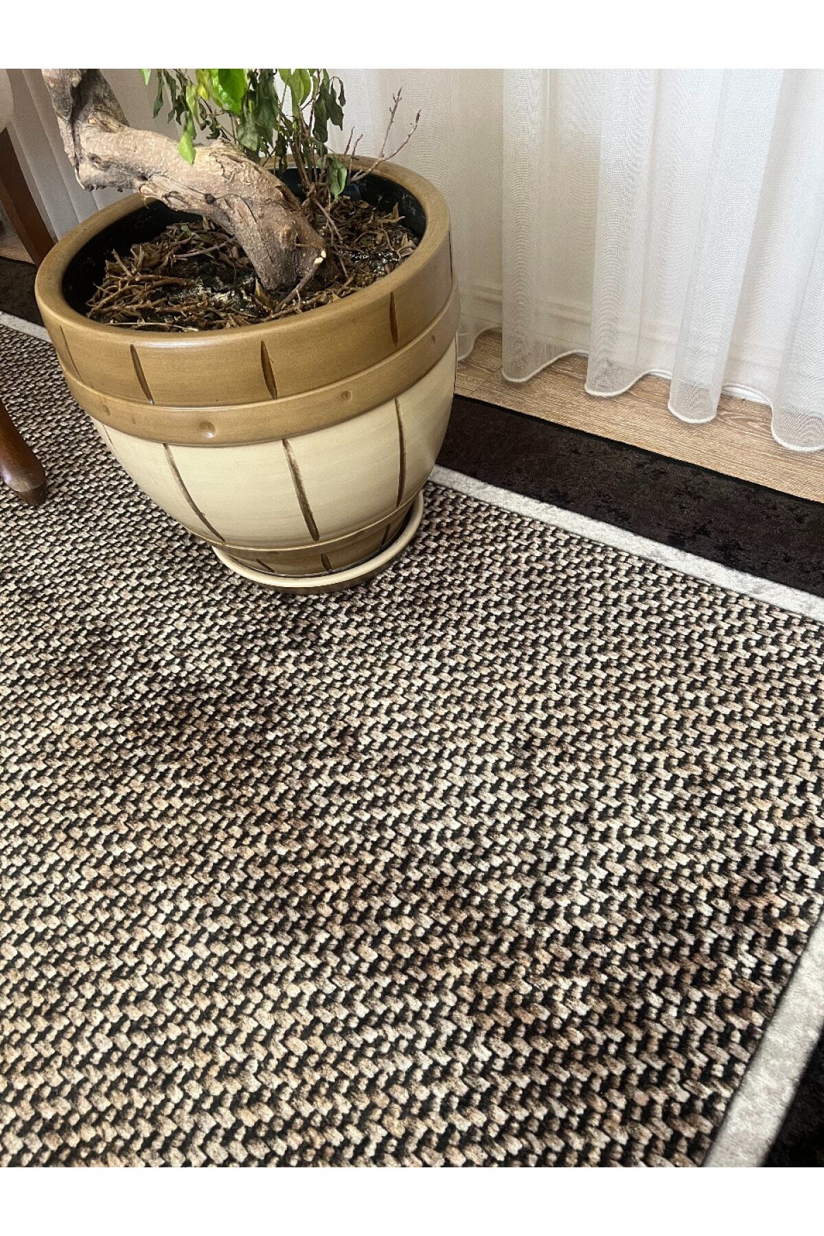 Jute Sisal Bordered Look Decorative Rug - Brown