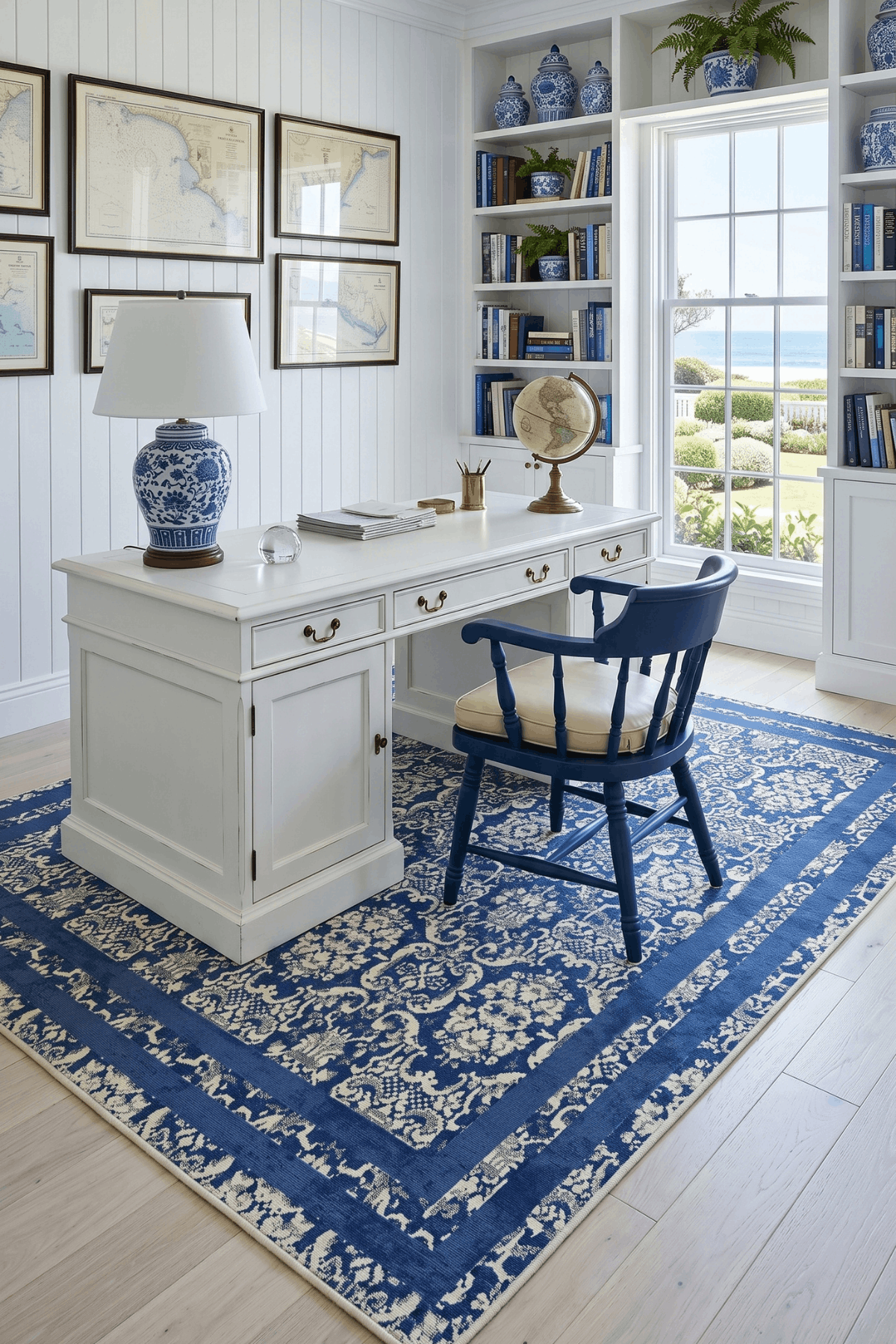 Washable Printed Glady Rug - Classic Damask Border Style